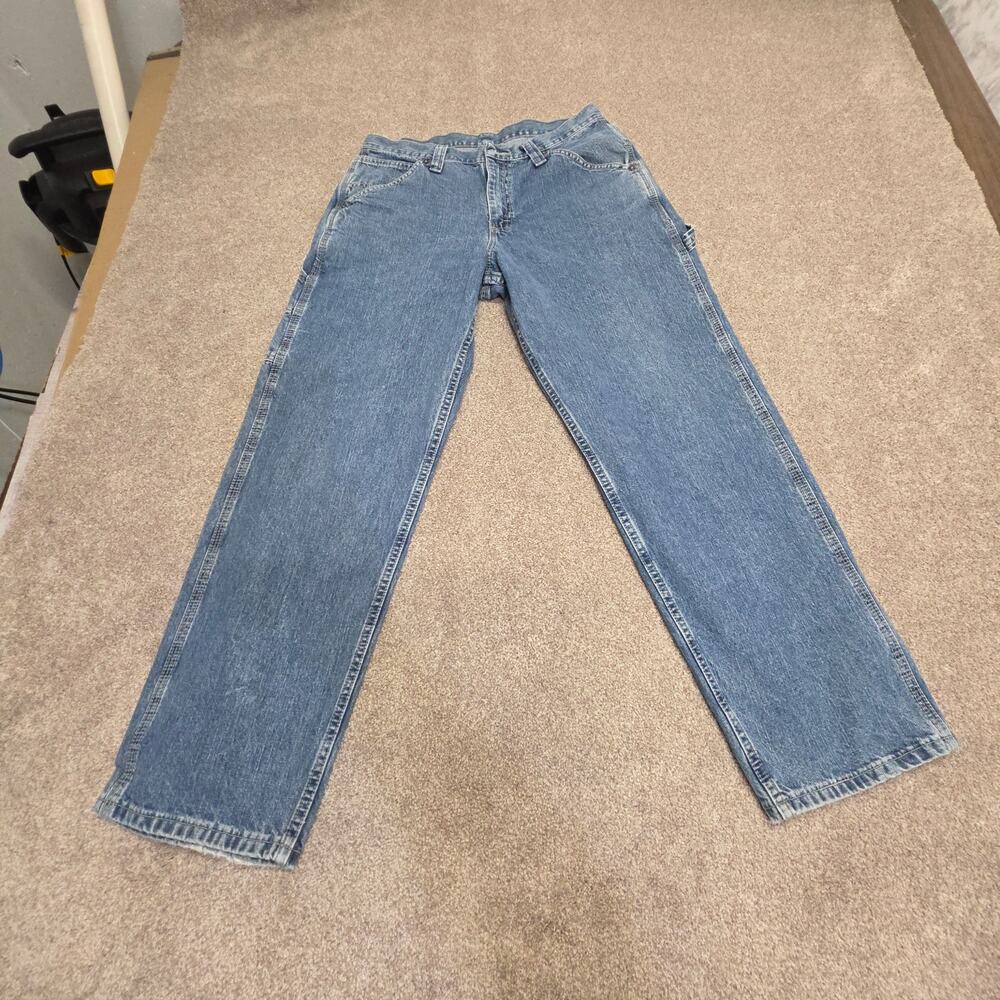 Vintage Y2K 90s Carpenter Workwear Utility Jeans Lee Dungarees sz 33x30 - Picture 2 of 14